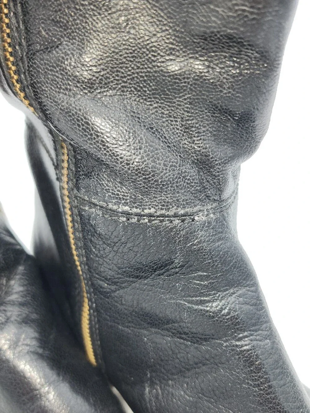 Michael Kors Black Leather Over-the-Knee Boots with Gold Studs